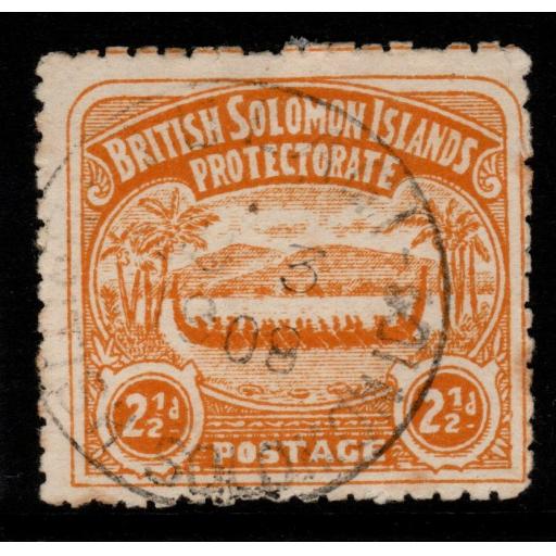 BRITISH SOLOMON IS. SG4 1907 2½d ORANGE-YELLOW USED