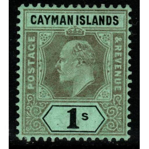 CAYMAN ISLANDS SG33 1908 1/= BLACK/GREEN MTD MINT