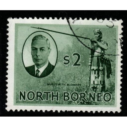 NORTH BORNEO SG368 1950 $2 GREY-GREEN FINE USED