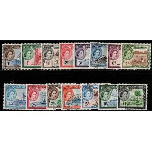 GAMBIA SG171/85 1953-9 DEFINITIVE SET FINE USED