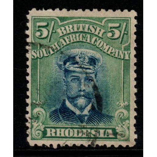 RHODESIA SG275 1913-9 5/= DEEP BLUE & BLUE-GREEN p14 FINE USED