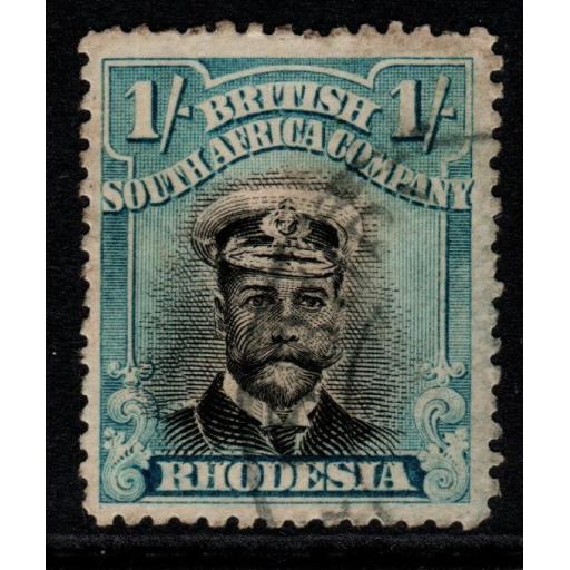 RHODESIA SG232 1913-9 1/= BLACK & GREENISH BLUE USED