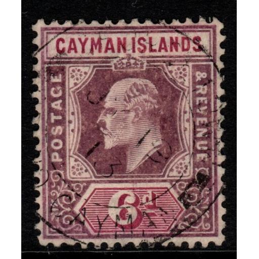 CAYMAN ISLANDS SG30a 1908 6d DULL & BRIGHT PURPLE FINE USED