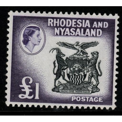 RHODESIA & NYASALAND SG31 1959 £1 BLACK & DEEP VIOLET MNH