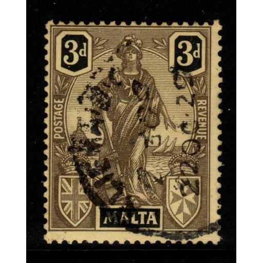 MALTA SG131 1926 3d BLACK/YELLOW USED