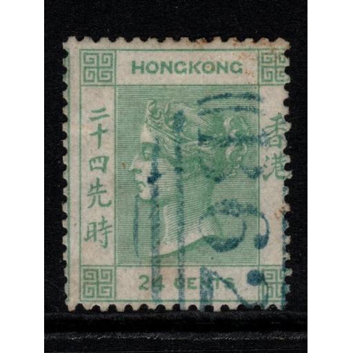 HONG KONG SG5 1862 24c GREEN USED