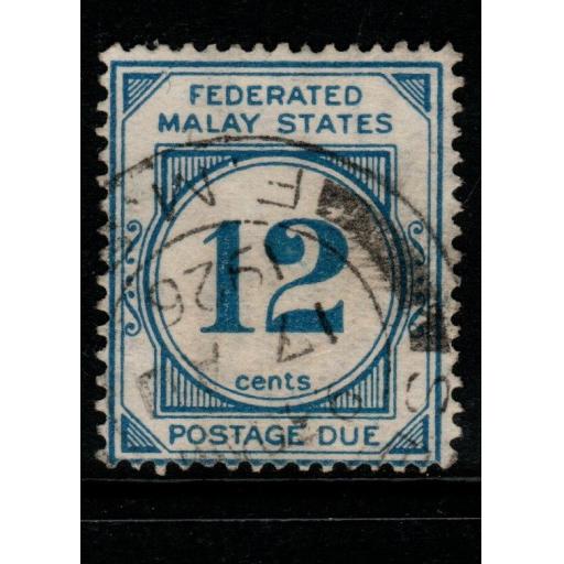MALAYA FMS SGD6 1924 12c BLUE USED