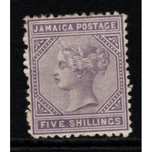 JAMAICA SG15 1875 5/= LILAC MTD MINT