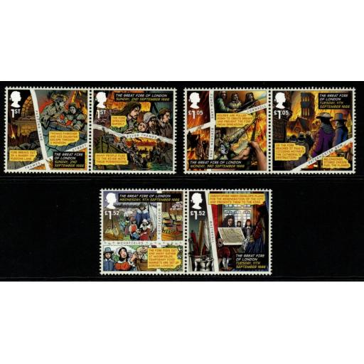 GB SG3879/84 2016 GREAT FIRE OF LONDON MNH