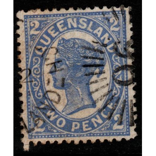 QUEENSLAND SG234a 1897 2d BLUE "CRACKED PLATE" USED