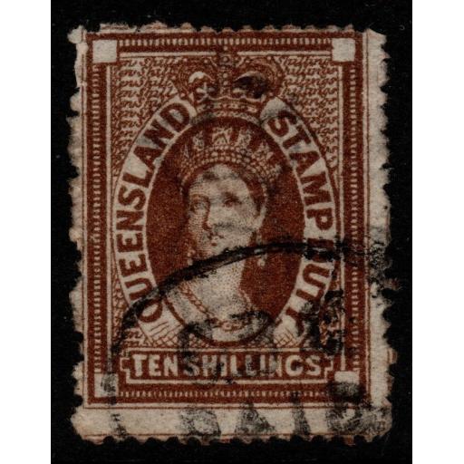 QUEENSLAND SGF22 1871 10/= BROWN FISCALLY USED