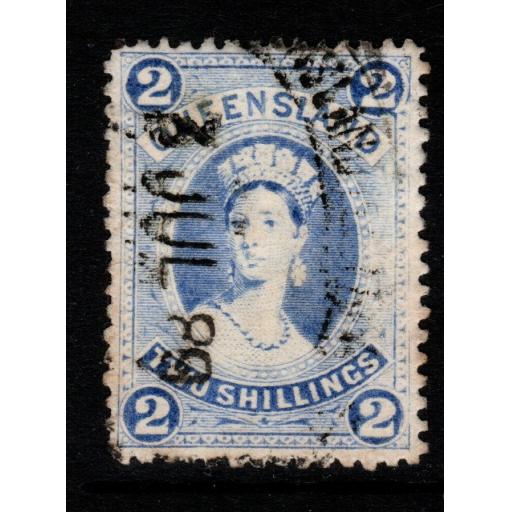 QUEENSLAND SG157 1886 2/6 BRIGHT BLUE USED