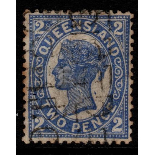 QUEENSLAND SG235a 1897 2d DEEP BLUE "CRACKED PLATE" USED