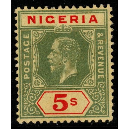 NIGERIA SG28a 1932 5/= GREEN & RED/PALE YELLOW DIE I MTD MINT