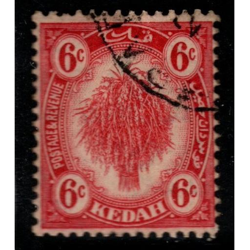 MALAYA KEDAH SG56a 1940 6c CARMINE-RED FINE USED