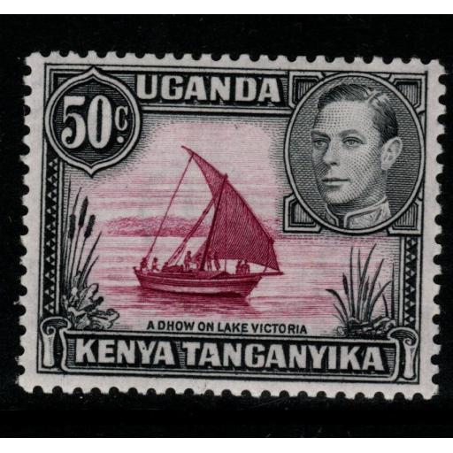 KENYA, UGANDA & TANGANYIKA SG144ea 1950 50c p13x12½ WITH DOT REMOVED MTD MINT