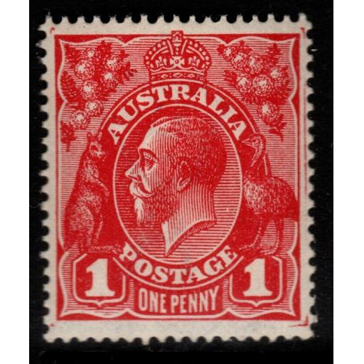 AUSTRALIA SG21c(var) 1914 1d CARMINE-RED p14½x14 WITH EXTRA FRAME LINES MTD MINT