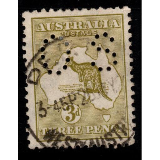 AUSTRALIA SGO45d 1915 3d YELLOW-OLIVE DIE II USED