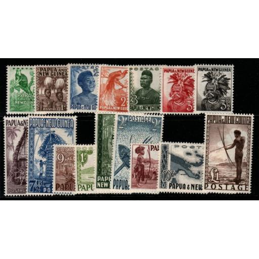 PAPUA NEW GUINEA SG1/15 1953-8 DEFINITIVE SET MNH