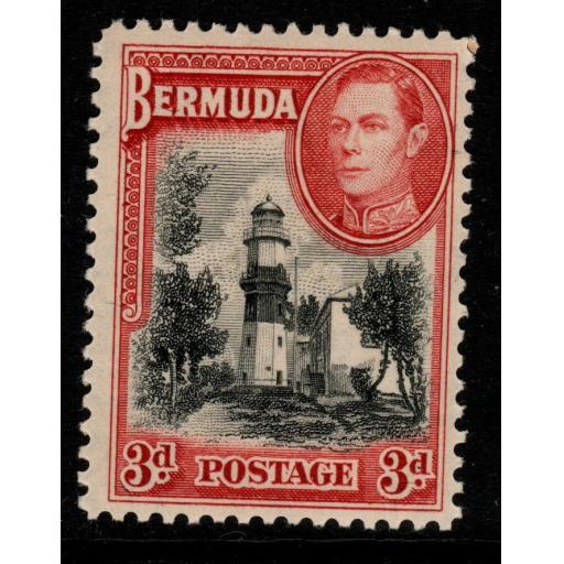 BERMUDA SG114 1938 3d BLACK & ROSE-RED MNH (LIGHT GUM TONE)
