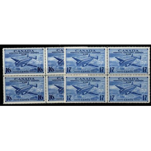 CANADA SGS13/4 1942-3 AIR STAMPS BLOCKS OF 4 MNH