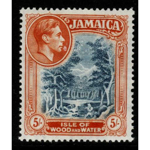 JAMAICA SG132 1938 5/= SLATE-BLUE & YELLOW-ORANGE MNH