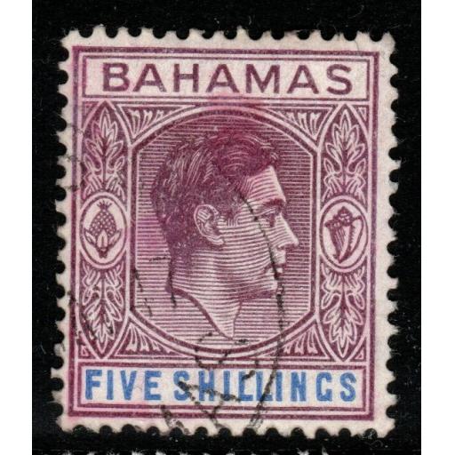 BAHAMAS SG156b 1942 5/= PURPLE & BLUE ORD PAPER FINE USED