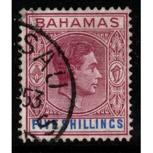BAHAMAS SG156e 1951 5/= RED-PURPLE & DEEP BRIGHT BLUE FINE USED