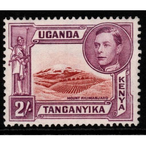 KENYA, UGANDA & TANGANYIKA SG146b 1944 2/= LAKE-BROWN &BROWN PURPLE p13¾x13¼ MNH