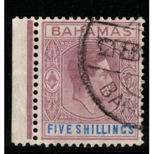 BAHAMAS SG156 1938 5/= LILAC & BLUE FINE USED