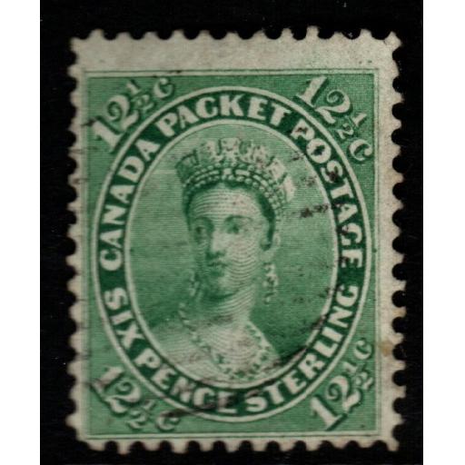 CANADA SG40 1859 12½c PALE YELLOW-GREEN FINE USED