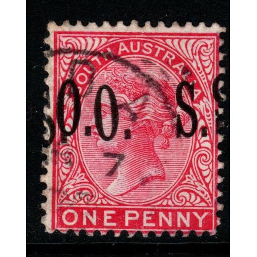 SOUTH AUSTRALIA SGO81b 1899 1d ROSINE OVPT DOUBLE (CEREMUGA CERT) USED