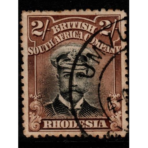 RHODESIA SG235 1913-9 2/= BLACK & YELLOW-BROWN HEAD DIE II p14 USED