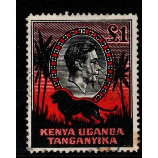 KENYA, UGANDA & TANGANYIKA SG150ab 1944 £1 BLACK & RED p14 ORD PAPER FINE USED