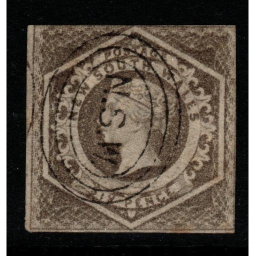 NEW SOUTH WALES SG96 1854 6d GREYISH BROWN USED