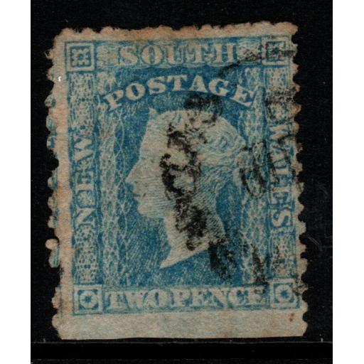 NEW SOUTH WALES SG133a 1860 2d PALE BLUE RETOUCHED USED