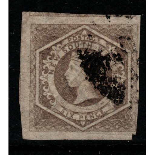 NEW SOUTH WALES SG93w 1854 6d FAWN WMK INVERTED USED