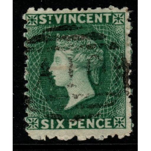 ST.VINCENT SG7 1868 6d DEEP GREEN USED