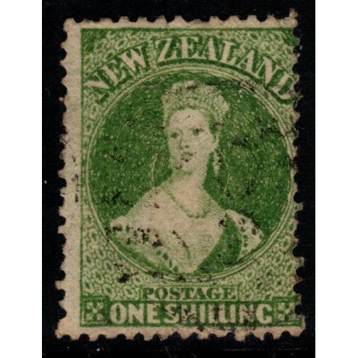 NEW ZEALAND SG80 1862 1/= YELLOW-GREEN p13 USED