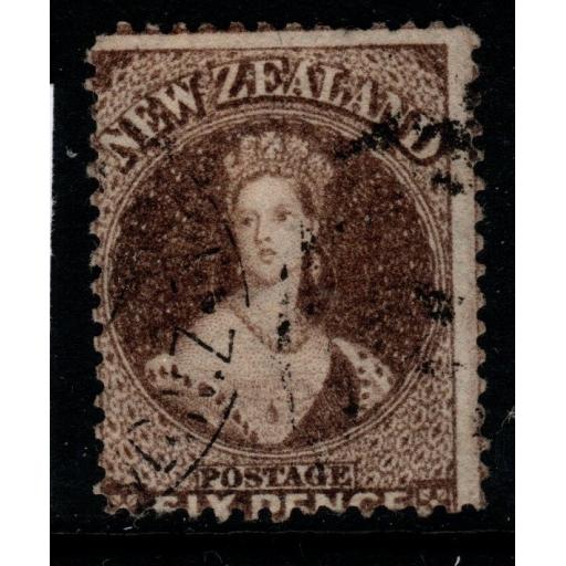 NEW ZEALAND SG75 1862 6d BLACK-BROWN USED