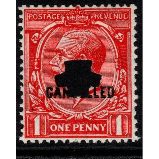 GB SGN34y 1924 1d SCARLET OVERPRINTED CANCELLED TYPE 33P MTD MINT