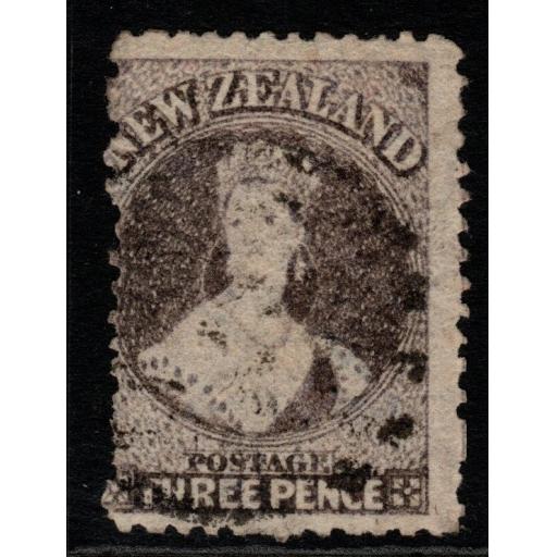 NEW ZEALAND SG116 1864 3d BROWN-LILAC p12½ USED