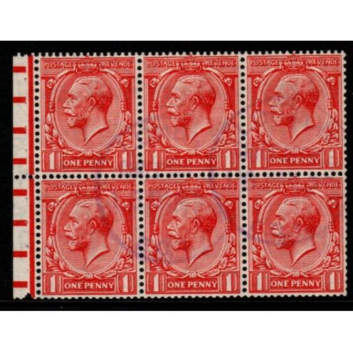 GB SGNB013za 1924 1d SCARLET BOOKLET PANE CANCELLED LONDON CHIEF OFFICE UNUSED