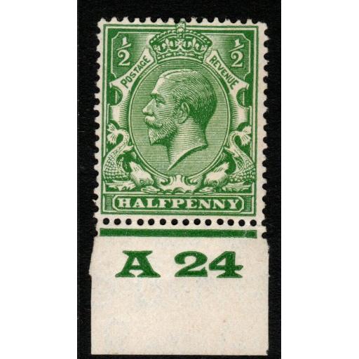 GB SGN33(6) 1924 ½d YELLOW-GREEN CONTROL A24 MNH