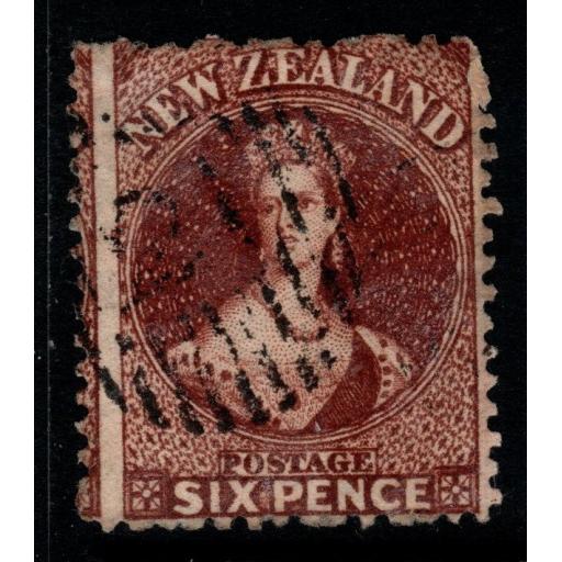 NEW ZEALAND SG77 1862 6d RED-BROWN USED