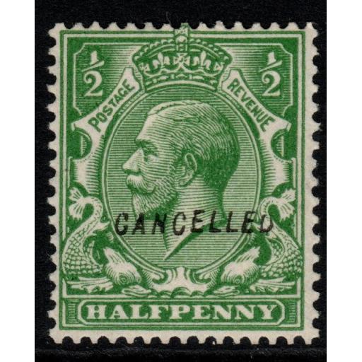 GB SGN33w 1924 ½d GREEN OVERPRINTED CANCELLED TYPE 28 MNH