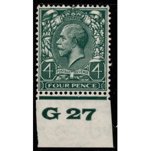 GB SG424 N39(2) 1924 4d GREY-GREEN CONTROL G27 MTD MINT