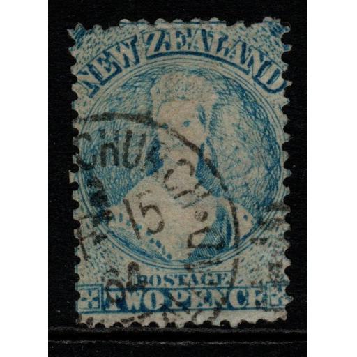 NEW ZEALAND SG105 1864 2d PALE BLUE p13 USED