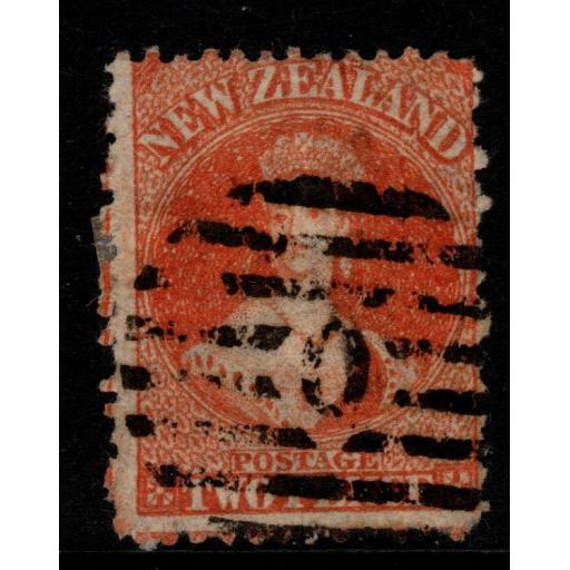 NEW ZEALAND SG133 1871 2d ORANGE p12½ USED
