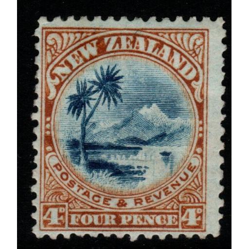 NEW ZEALAND SG342a 1904 4d BLUE & YELLOW-BROWN p14x13½ MTD MINT
